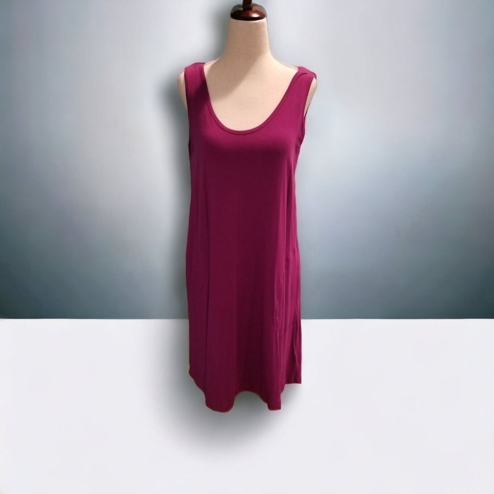 Yala Bamboo Dress Women Sleeveless M Pockets Vacation Resort Cruise Purple Lady